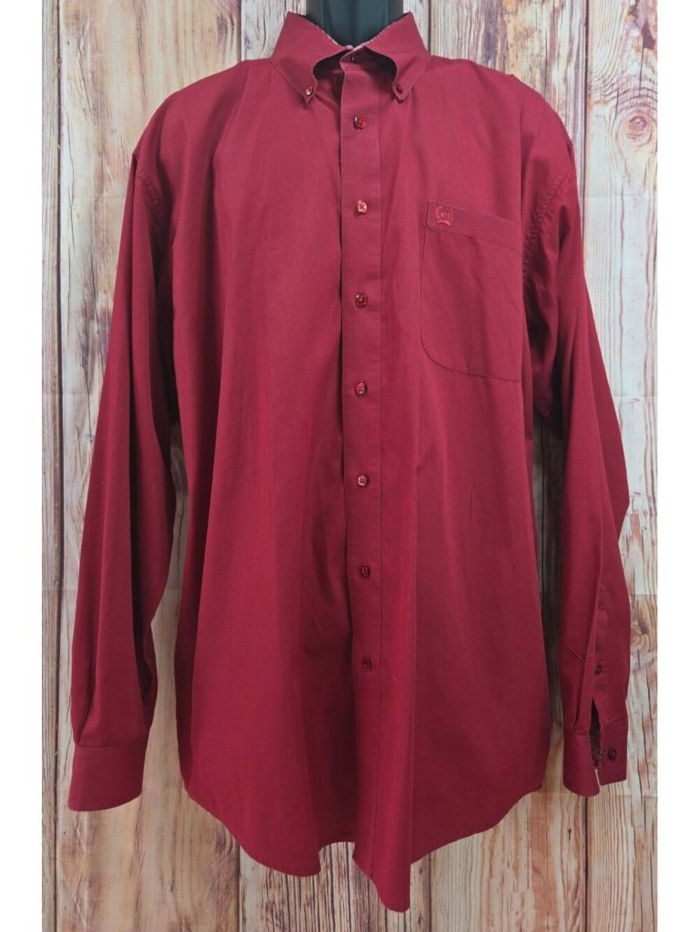 Cinch Mens Red Long Sleeve Button-Up Shirt XL 100% Cotton Paisley Trim Western S